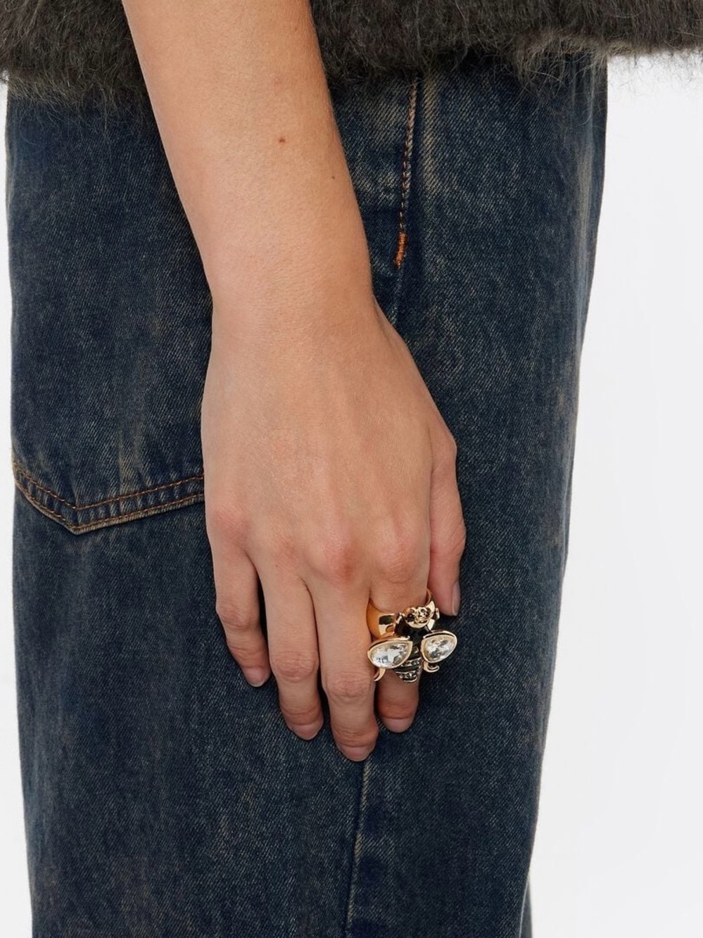 Bimba y Lola Crystal Bee Statement Ring Size 14 NWT